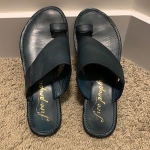 Brand new. Free People Teal (blue) Sant Antoni Slide sandals, size 38.
